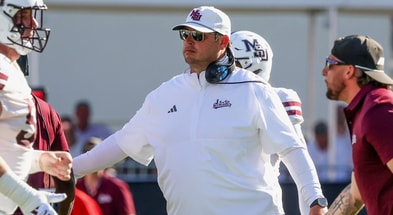 Sep 27, 2025; Starkville, Mississippi, USA; Mississippi State Bulldogs head coach Jeff Lebby looks on against the Tennessee Volunteers during the first half at Davis Wade Stadium at Scott Field. Mandatory Credit: Wesley Hale-Imagn Images