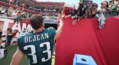 Cooper DeJean helped the Eagles to win over Tampa Bay. (Photo by Nathan Ray Seebeck-Imagn Images)