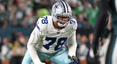 Sep 4, 2025; Philadelphia, Pennsylvania, USA; Dallas Cowboys offensive tackle Terence Steele (78) against the Philadelphia Eagles at Lincoln Financial Field. Mandatory Credit: Eric Hartline-Imagn Images