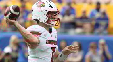 Sep 27, 2025; Pittsburgh, Pennsylvania, USA; Louisville Cardinals quarterback Miller Moss (7) passes against the Pittsburgh Panthers during the first quarter at Acrisure Stadium. Mandatory Credit: Charles LeClaire-Imagn Images