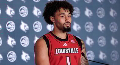 Oct 10, 2024; Charlotte, NC, USA; Louisville player J'Vonne Hadley answers questions from the media at The Hilton Charlotte Uptown. Mandatory Credit: Jim Dedmon-Imagn Images