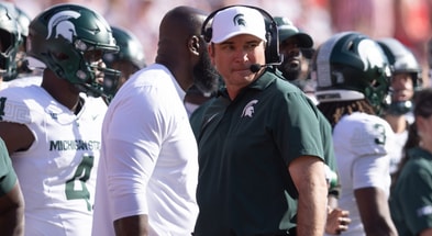 Michigan State Spartans Head Coach Jonathan Smith during the first half of the game against Nebraska at Memorial Stadium. - Kylie Graham, USA TODAY Sports