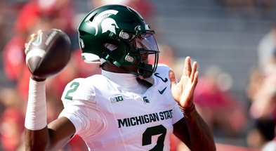 Michigan State Spartans quarterback Aidan Chiles (2) warms up before the game against the Nebraska Cornhuskers at Memorial Stadium. - Kylie Graham, USA TODAY Sports