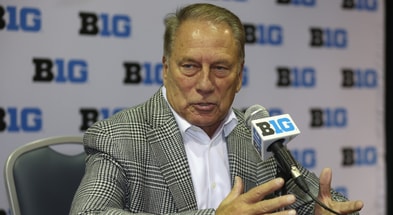 Michigan State head coach Tom Izzo speaks during Big Ten Mens Basketball Media Days at the Donald E. Stephens Convention Center. - Talia Sprague, USA TODAY Sports
