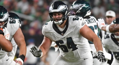 Philadelphia Eagles offensive tackle Brett Toth (64) blocks against the Cincinnati Bengals at Lincoln Financial Field. Mandatory Credit- Eric Hartline-Imagn Images A