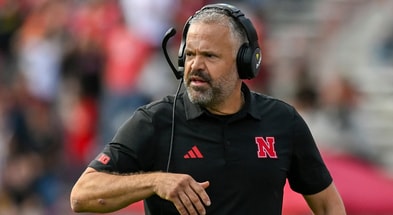 Nebraska football coach Matt Rhule during the Huskers' 34-31 win over Maryland