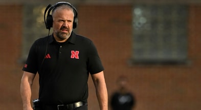 Nebraska football coach Matt Rhule during the Huskers' 34-31 win over Maryland