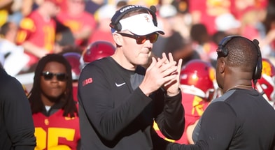 USC head coach Lincoln Riley reacts during a game against the Michigan Wolverines