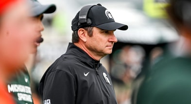 Michigan State's head coach Jonathan Smith looks on during the second quarter in the game against UCLA on Saturday, Oct. 11, 2025, at Spartan Stadium in East Lansing. - Nick King, USA TODAY Sports