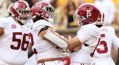 Alabama OL Parker Brailsford and QB Ty Simpson
