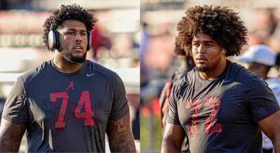 Alabama OL Kadyn Proctor and Parker Brailsford