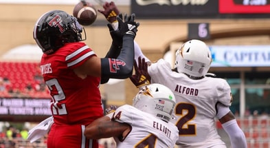 Texas Tech TE Jalin Conyers goes up for a catch against Arizona State