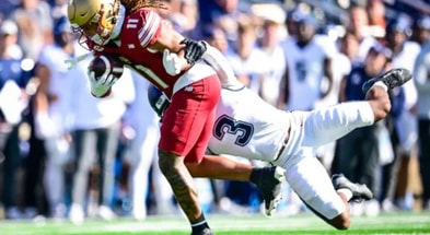 BC wide receiver Lewis Bond against UConn on 10/18/25 (By Jaiden Tripi/Getty Images)