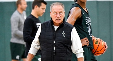 Michigan State's coach Tom Izzo looks on during the first day of basketball practice on Monday, Sept. 22, 2025, at the Breslin Center in East Lansing. - Nick King, USA TODAY Sports