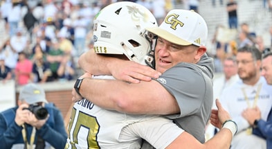 Georgia Tech head coach Brent Key and quarterback Haynes King
