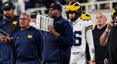 Michigan head coach Sherrone Moore watches a play against Michigan State during the first half at Spartan Stadium in East Lansing on Saturday, October 25, 2025. - Junfu Han, USA TODAY Sports