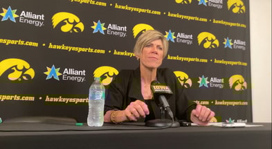 The Hawkeyes met with the media after their win over. (Photo by Kyle Huesmann)