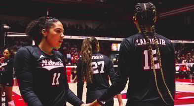 Nebraska volleyball Teraya Sigler, Taylor Landfair (Photo by Nebraska Social Media)