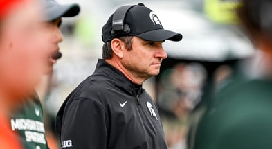 Michigan State's head coach Jonathan Smith looks on during the second quarter in the game against UCLA on Saturday, Oct. 11, 2025, at Spartan Stadium in East Lansing. - Nick King, USA TODAY Sports