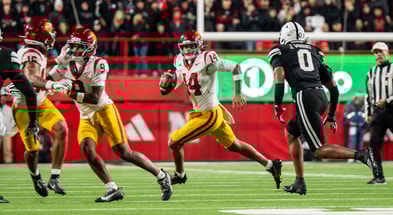 USC quarterback Jayden Maiava looks to pass against the Nebraska Cornhuskers