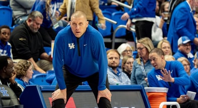 Kentucky head coach Mark Pope looked on as the Kentucky Wildcats host the Georgetown Hoyas at Rupp Arena in Lexington on Thursday, Oct. 30, 2025. © Jeff Faughender/Courier Journal / USA TODAY NETWORK via Imagn Images