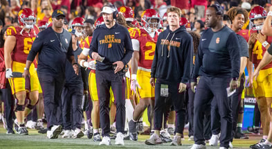 USC head coach Lincoln Riley on the sidelines during a game against Northwestern