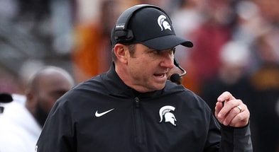 Michigan State Spartans head coach Jonathan Smith looks on during the first half against the Minnesota Golden Gophers at Huntington Bank Stadium. - Matt Krohn, USA TODAY Sports