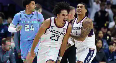 UConn basketball players Jayden Ross and Solo Ball