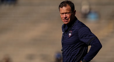 UConn Football head coach Jim Mora versus Air Force 2025