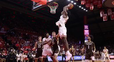 Rutgers Basketball center Emmanuel Ogbole versus Lehigh 2025