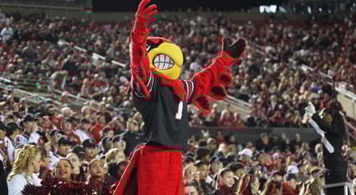 Louisville Cardinal cheers on the Cards against Boston College Saturday night at L&N Stadium. Oct. 25, 2025
