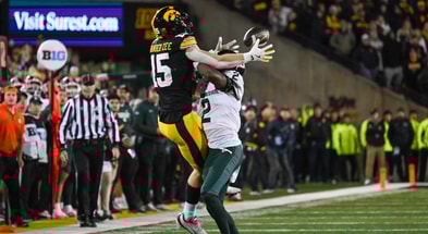 Reece Vander Zee made a crucial catch in the Hawkeyes win over Michigan State. (Photo by Dennis Scheidt)