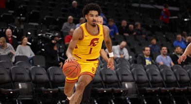 USC Trojans guard Rodney Rice (1) dribbles the ball during the first half of the Hall of Fame Series game against the Illinois State Redbirds at Intuit Dome