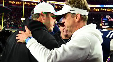 Mississippi State HC Jeff Lebby, Ole Miss HC Lane Kiffin
