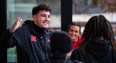 Nebraska football QB Dylan Raiola before Iowa
