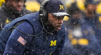 Michigan head coach Sherrone Moore watches a play against Ohio State during the second half at Michigan Stadium in Ann Arbor on Saturday, Nov. 29, 2025. (Junfu Han/Detroit Free Press via Imagn Syndication)
