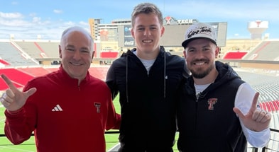 Stephen Cannon with Texas Tech head coach Joey McGuire and offensive coordinator Mack Leftwich