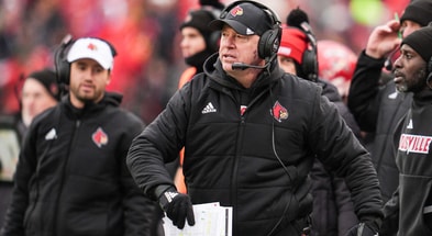 Louisville Cardinals head coach Jeff Brohm on the sidelines during the game against Kentucky Saturday, November 29, 2025 in Louisville, Kentucky at L&N Federal Credit Union Stadium.