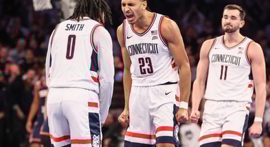 UConn basketball players Malachi Smith, Alex Karaban and Jayden Ross