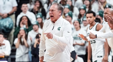 Michigan State head coach Tom Izzo reacts to a play against Duke during the first half at Breslin Center in East Lansing on Saturday, Dec. 6, 2025. - Junfu Han, USA TODAY Sports
