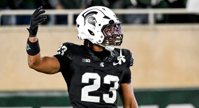 Michigan State's Darius Snow gets the crowd pumped up during the first overtime against Boston College on Saturday, Sept. 6, 2025, at Spartan Stadium in East Lansing. - Nick King, USA TODAY Sports