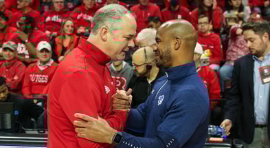 Rutgers Basketball head coach Steve Pikiell with Seton Hall HC Shaheen Holloway Garden State Hardwood Classic