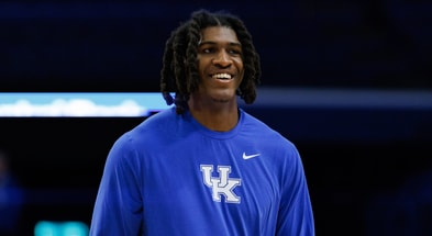 Kentucky Wildcats forward Jayden Quaintance (21) practices shooting before the game on Tuesday, Dec. 9, 2025, at Rupp Arena in Lexington, Ky. Photo by Crawford Ifland, Kentucky Sports Radio/On3.