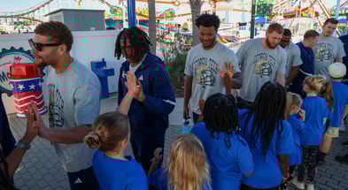 GT players with kids at Pop-Tarts Bowl week