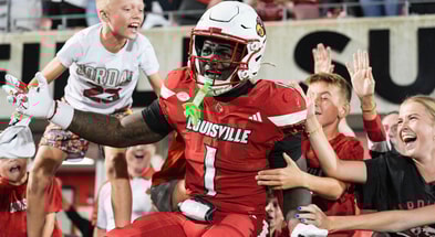 Louisville Cardinals running back Isaac Brown (1) celebrates with fans in the end zone after a big fourth quarter touchdown run against James Madison during the Cards' second college football game Friday September 5, 2025 at L&N Credit Union Stadium in Louisville, Kentucky.ouisville Cardinals running back Isaac Brown (1) celebrates with fans in the end zone after a big fourth quarter touchdown run against James Madison during the Cards' second college football game Friday September 5, 2025 at L&N Credit Union Stadium in Louisville, Kentucky. © Matt Stone/Courier Journal / USA TODAY NETWORK via Imagn Images