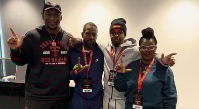 Texas Tech WR Jalen Jones with his family and Texas Tech DPP Brian Nance