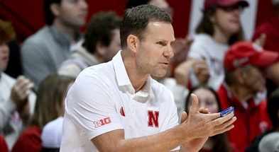 Nebraska Cornhuskers head coach Fred Hoiberg claps his hands against the Indiana Hoosiers during the first half at Simon Skjodt Assembly Hall. Mandatory Credit: Robert Goddin-Imagn Images