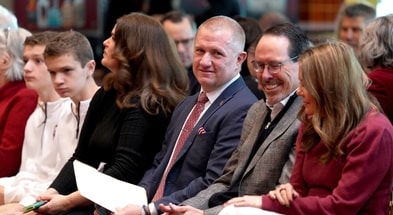 Oklahoma Director of Athletics Roger Denny waits to be introduction ceremony at the Gaylord Family-Memorial Stadium in Norman, Okla.,, Wednesday Jan. 28, 2026.