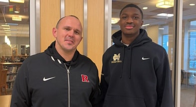 2027 EDGE Jeremiah Figaro with Rutgers DTs coach Charlie Noonan