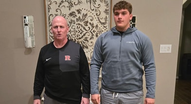 2027 OL recruit Chase Allen with Rutgers O-Line coach Jim Turner